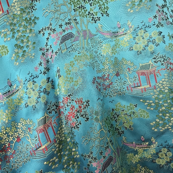 Peony Brand Kimono Robe Womens S Blue Satin Shanghai Vintage Chinese Jacket - Picture 9 of 14